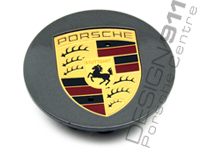 Wheel Cap "Large Crest" Grey with Coloured crest for Porsche
